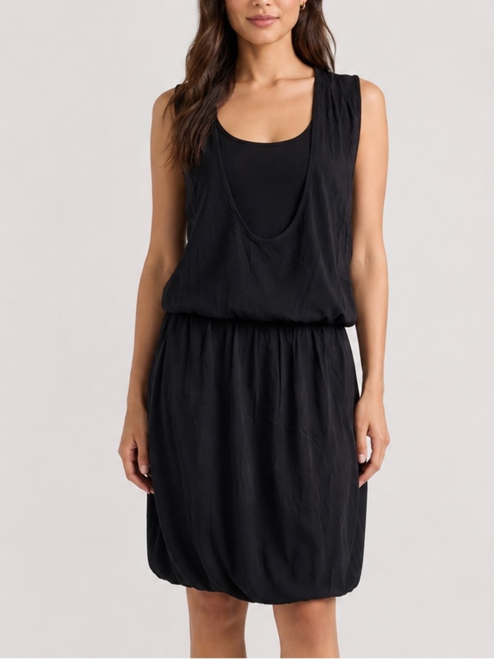 SKIN Black Pima Cotton Modal Blouson Tank Dress Size 1 Small